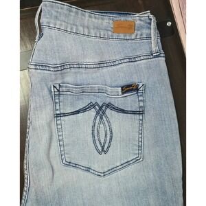 Seven7 Ultra High Rise Skinny Jeans Light Wash Distressed Frayed Hem Womens 16W